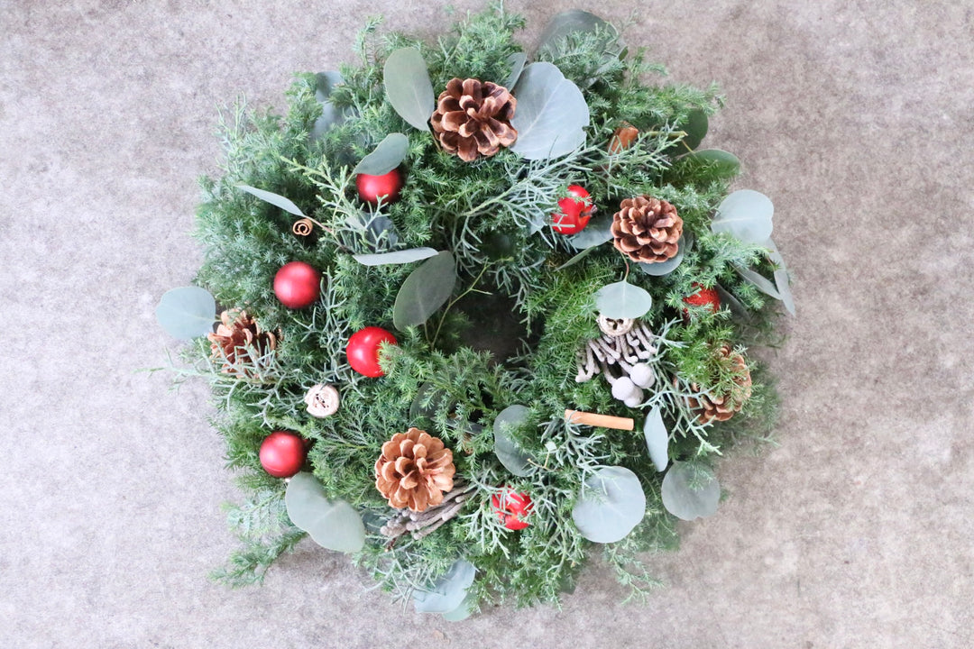 フレッシュクリスマスリース 生花  レッド Mサイズ