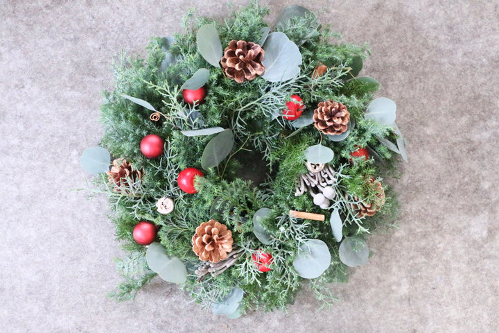 フレッシュクリスマスリース 生花  レッド Mサイズ