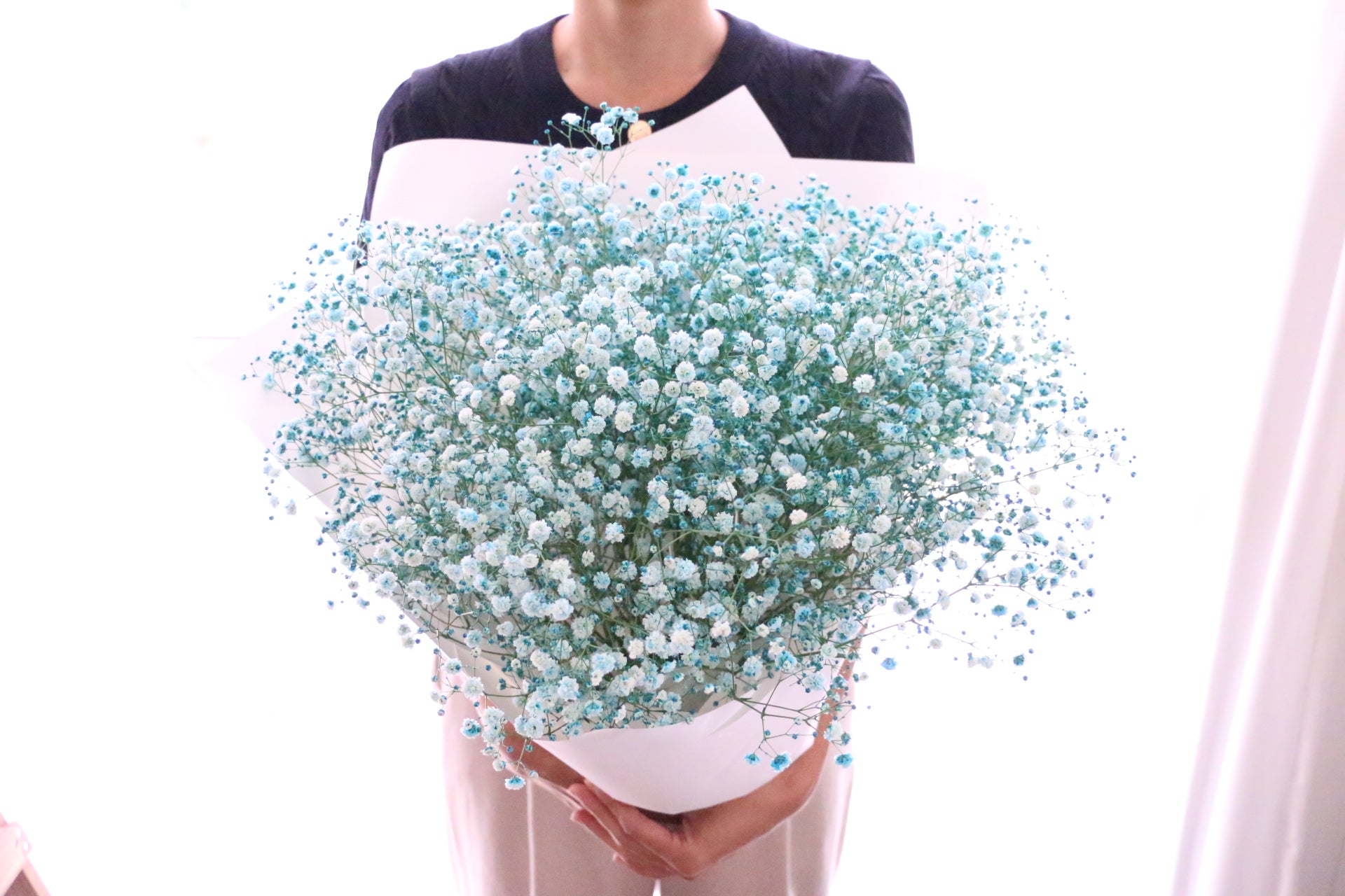 水色のカスミソウ（かすみ草）の花束 8,000円 Lサイズ – 花・花束の