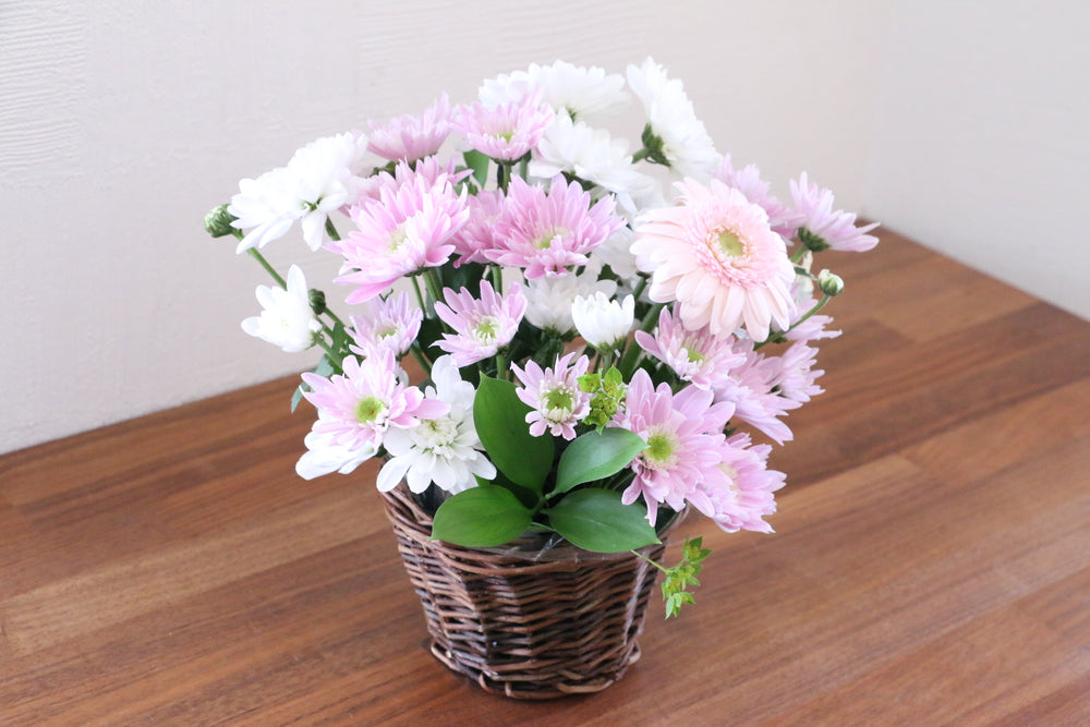 お供え花 アレンジメント 3,500円サイズ 白・ピンク