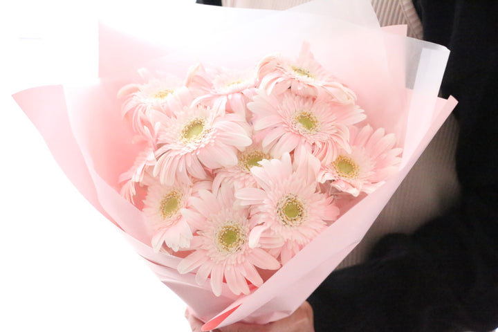 ピンク色のガーベラの花束(11本)-最愛