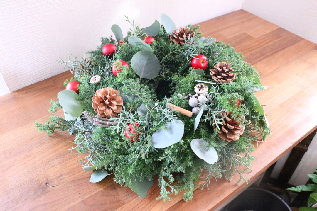 フレッシュクリスマスリース 生花  レッド Mサイズ