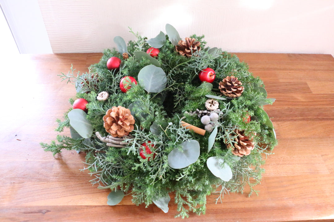 フレッシュクリスマスリース 生花  レッド Mサイズ