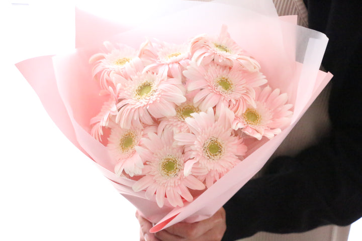 ピンク色のガーベラの花束(11本)-最愛