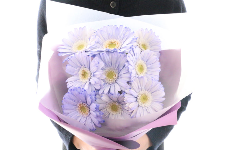 紫色のガーベラの花束（9本）-いつまでも一緒にいてください
