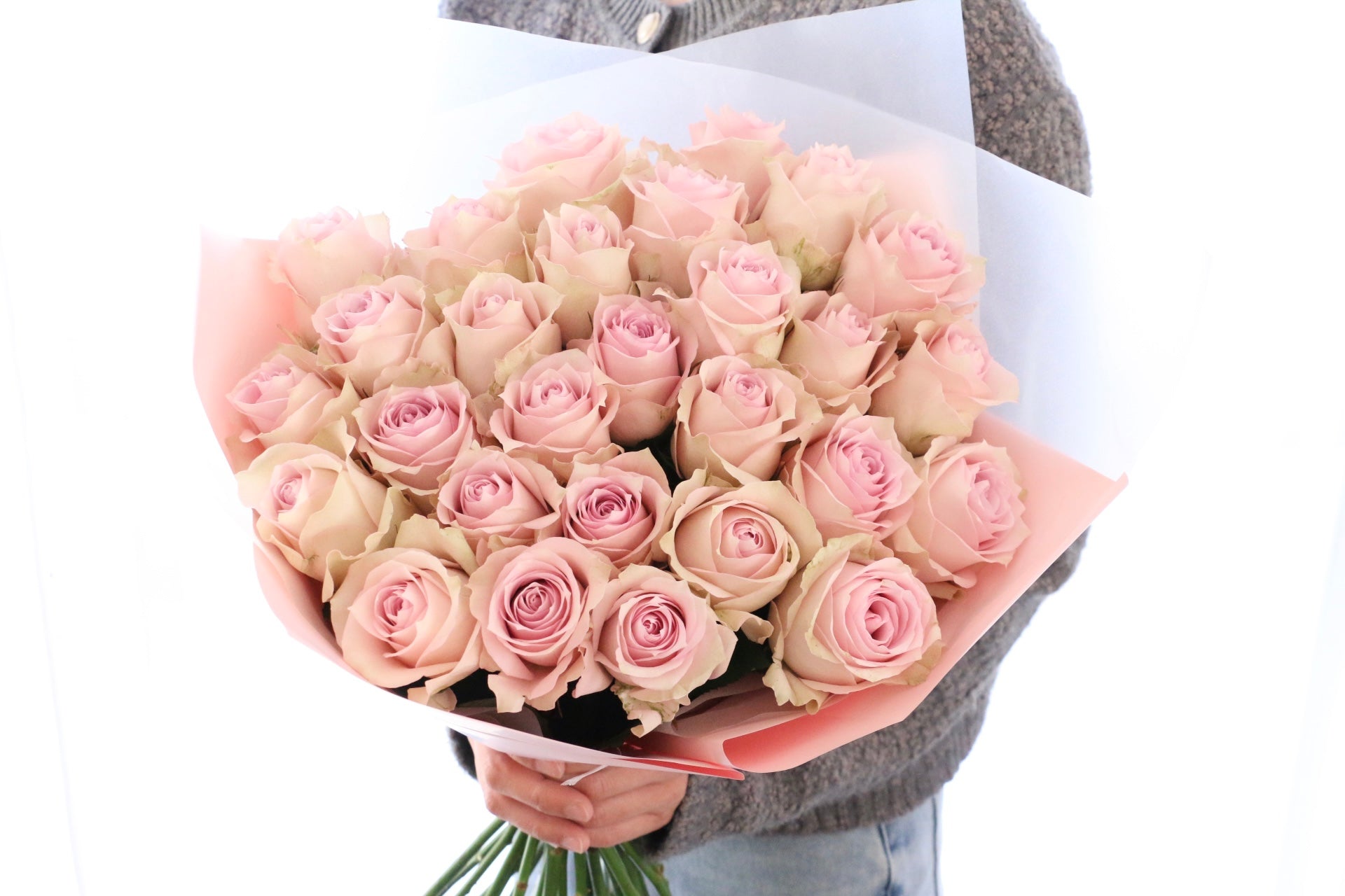ともこページ ピンクの薔薇花束 28本のピンク色のバラの花束-あなたを愛し続けます – 花・花束の通販