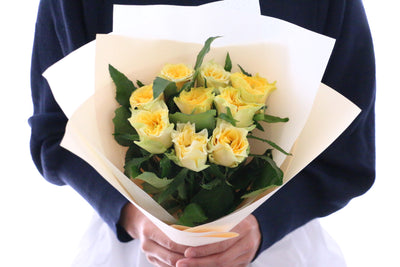 黄色バラの花束（9本）-いつまでも一緒にいてください