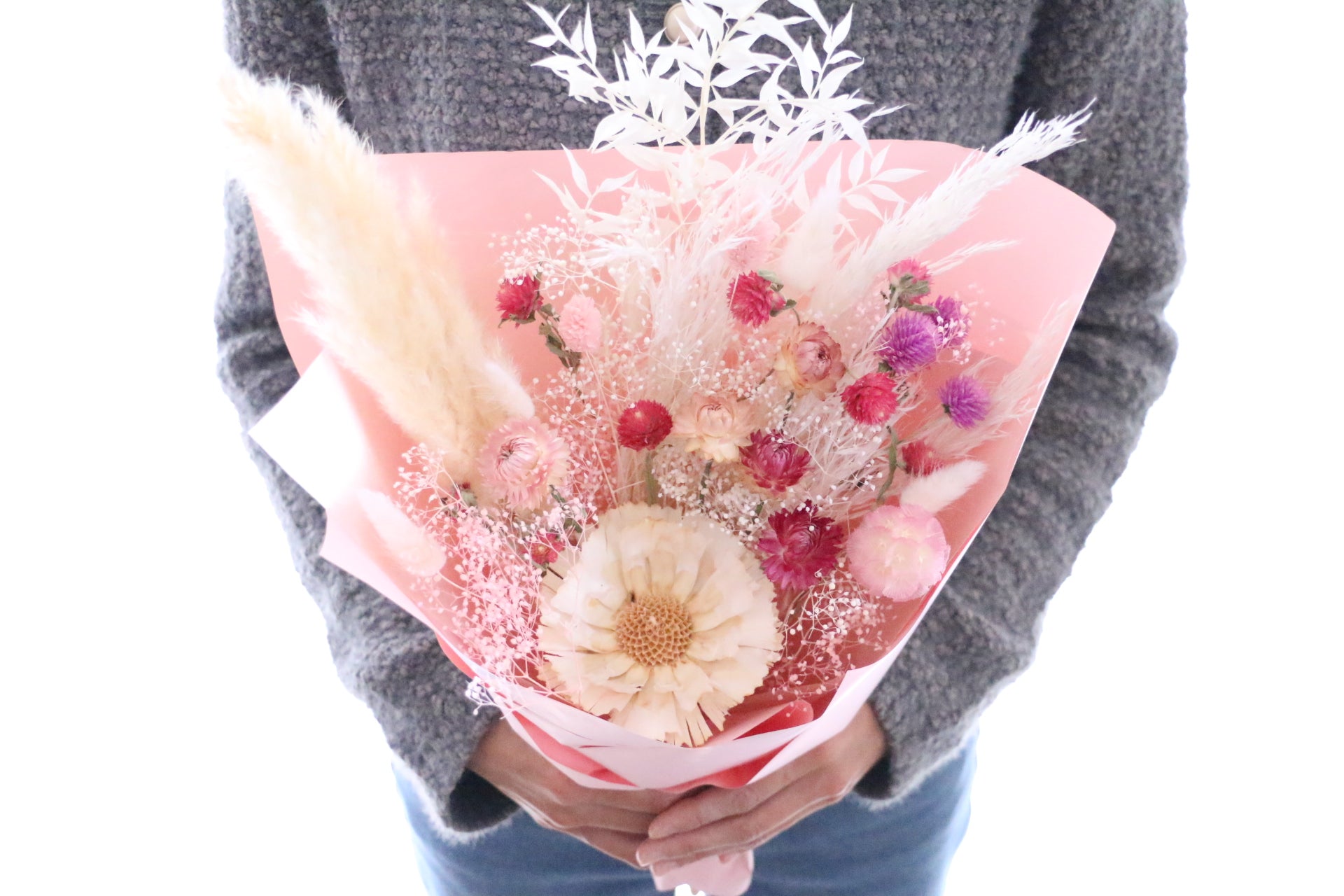 ピンク色のドライフラワーの花束 Mサイズ 5,000円 – 花・花束の