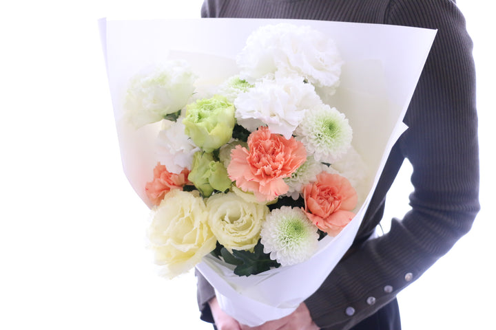 【供花】白色・黄色・オレンジ色のお供え花束 6,000円