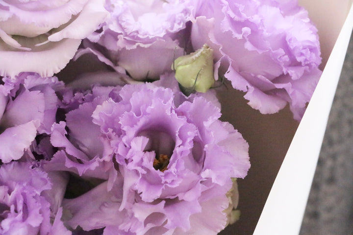 紫色のトルコキキョウの花束（3本）