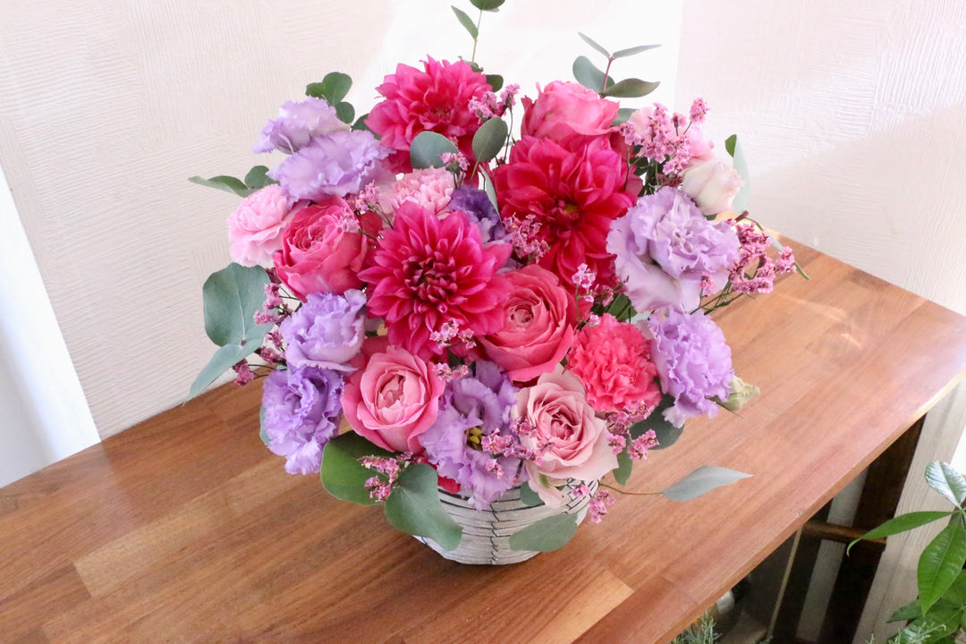紫・ピンクのアレンジメント 12,000円