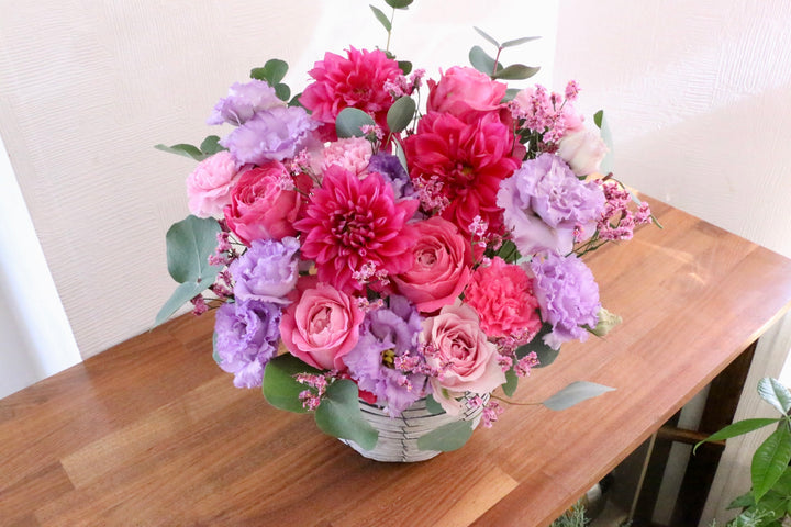 紫・ピンクのアレンジメント 12,000円