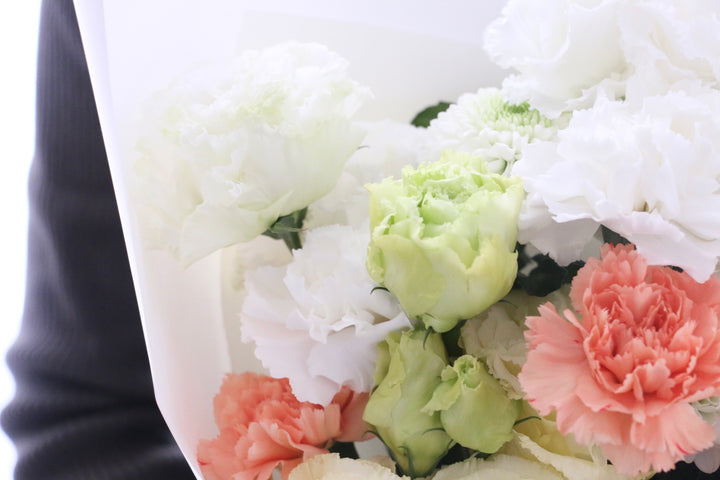 【供花】白色・黄色・オレンジ色のお供え花束 6,000円