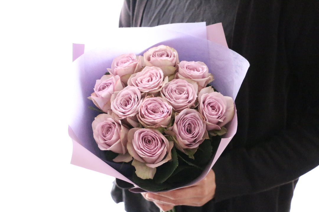 紫色のバラの花束（12本）-私の妻になってください