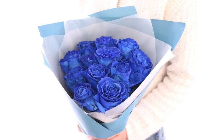 【大輪】12本の青いバラの花束