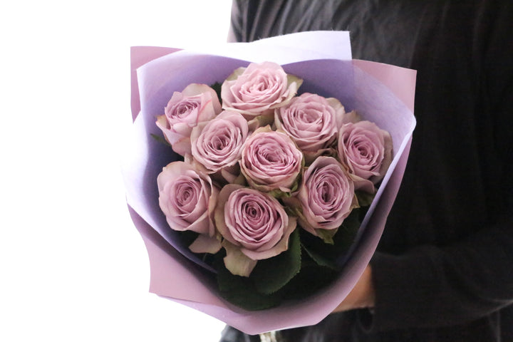 紫色のバラの花束（9本）-いつまでも一緒にいてください
