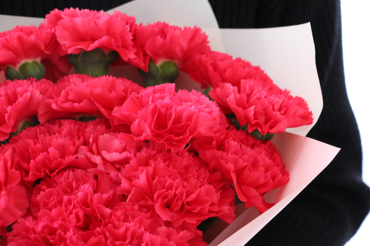 濃いピンクのカーネーションの花束（20本）