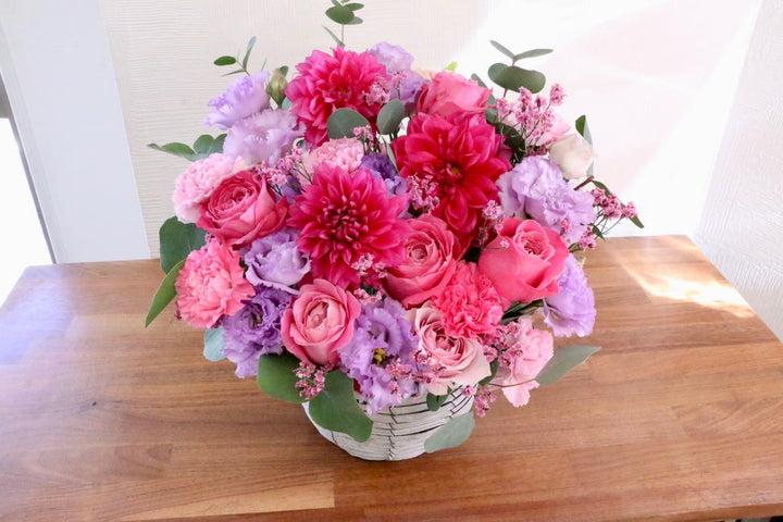 紫・ピンクのアレンジメント 15,000円