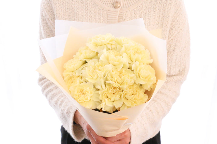 淡い黄色のカーネーションの花束（13本）