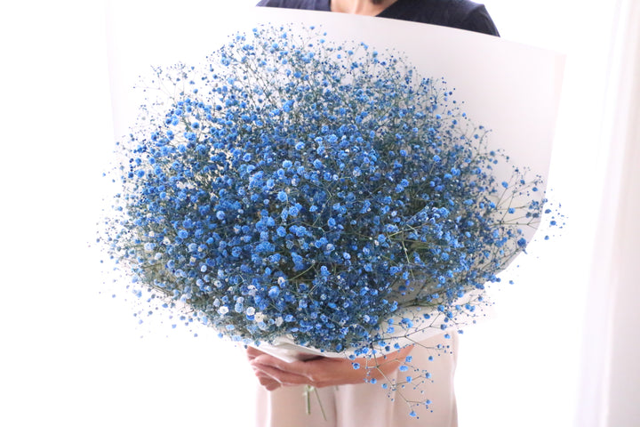 青のカスミソウ（かすみ草）の花束 10,000円
