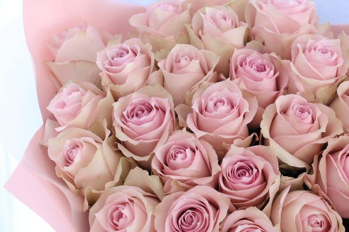 25本のピンク色のバラの花束-あなたの幸せを祈っています