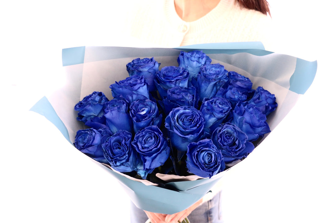 【大輪】20本の青いバラの花束