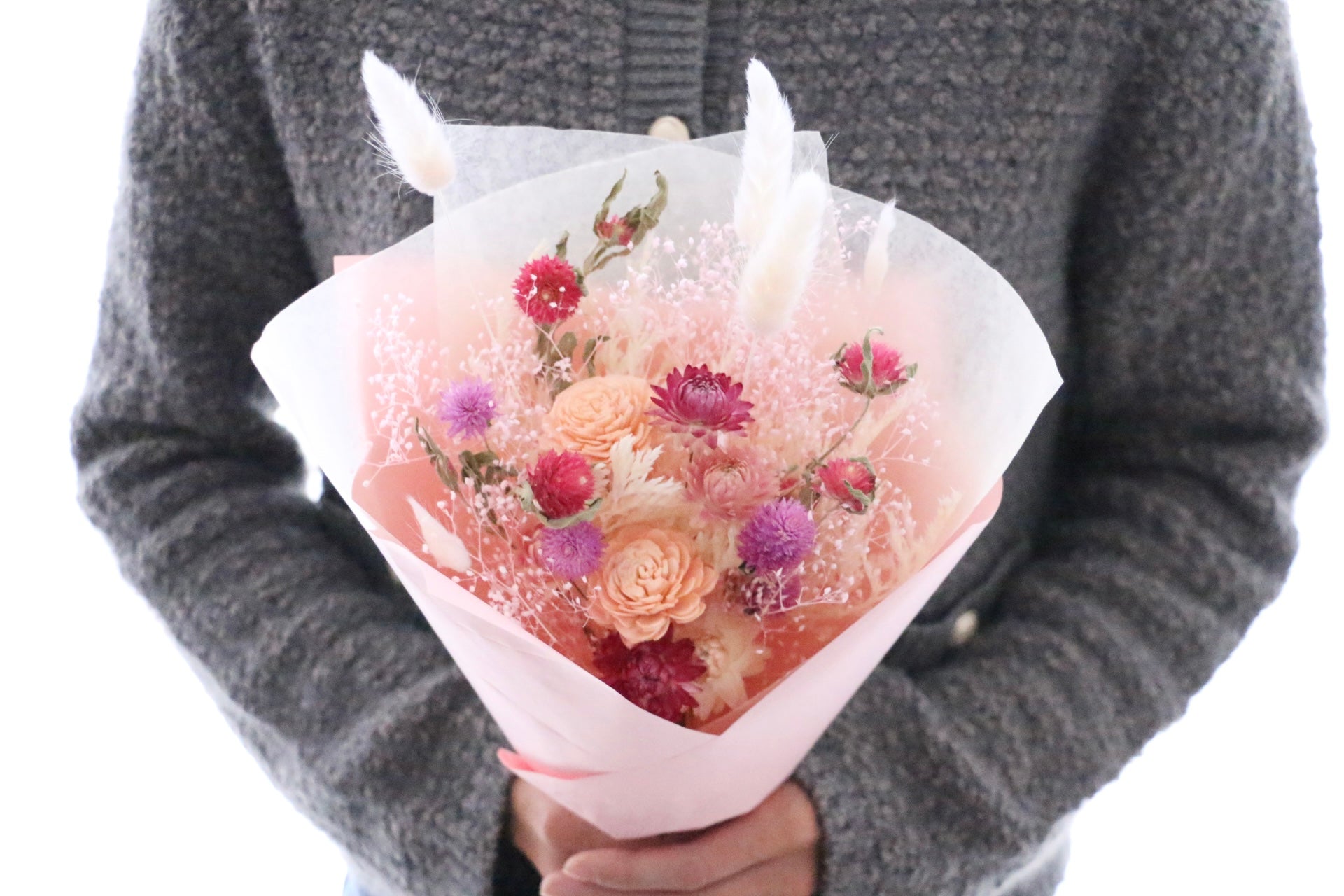 ピンク色のドライフラワーの花束 Sサイズ 3,000円 – 花・花束の通販