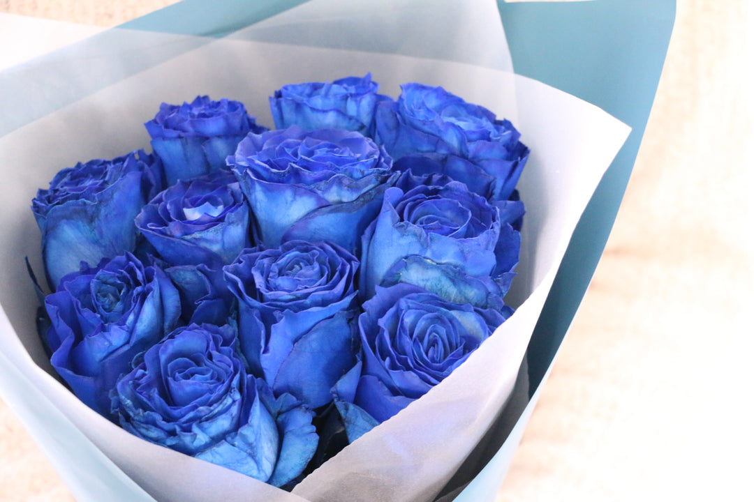 【大輪】11本の青いバラの花束