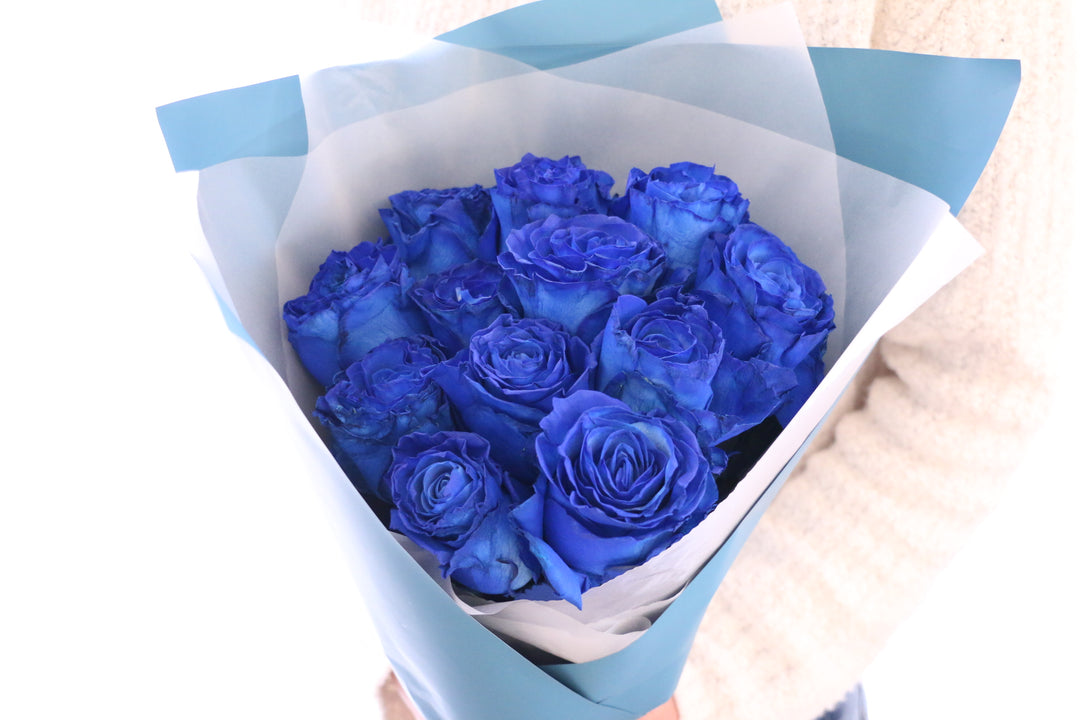 【大輪】12本の青いバラの花束