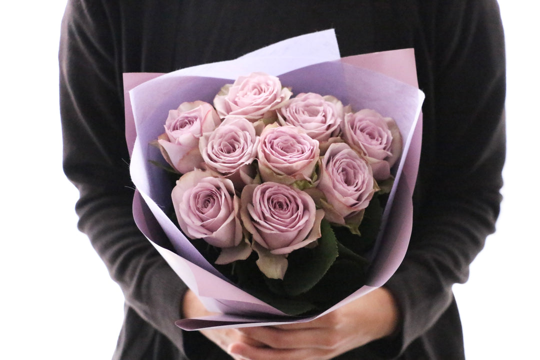 紫色のバラの花束（9本）-いつまでも一緒にいてください