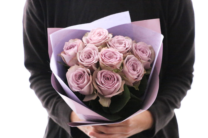 紫色のバラの花束（9本）-いつまでも一緒にいてください