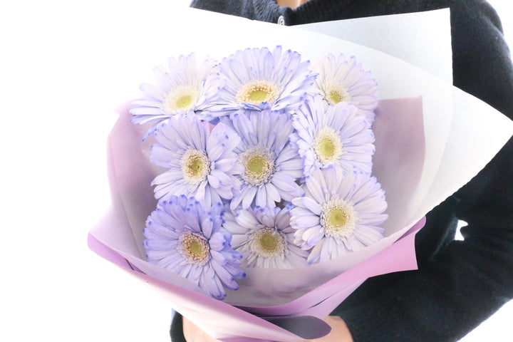 紫色のガーベラの花束（9本）-いつまでも一緒にいてください