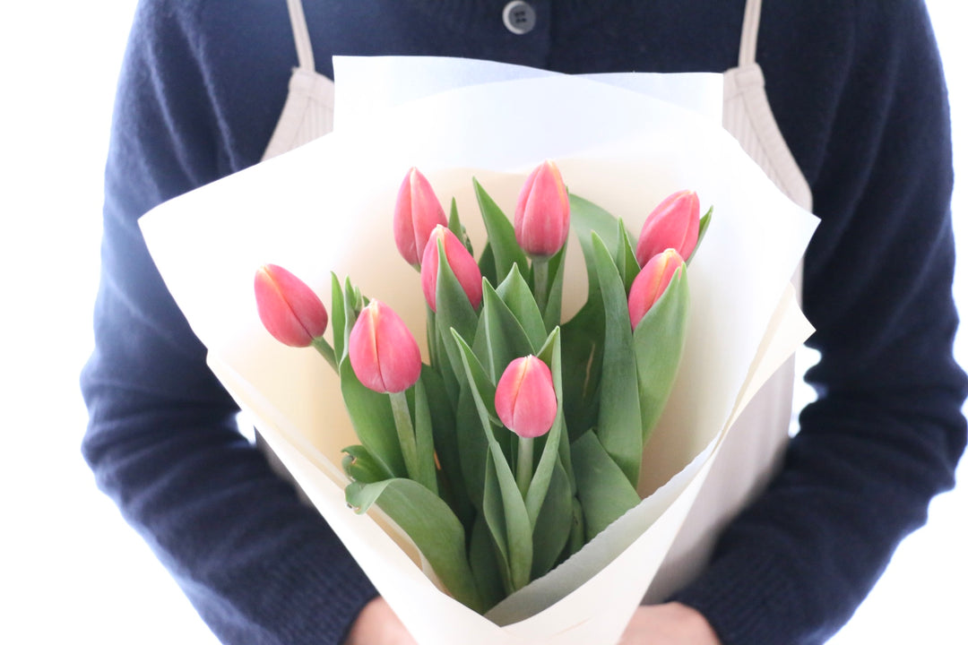 赤色のチューリップの花束（8本）
