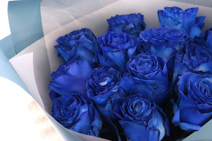 【大輪】14本の青いバラの花束