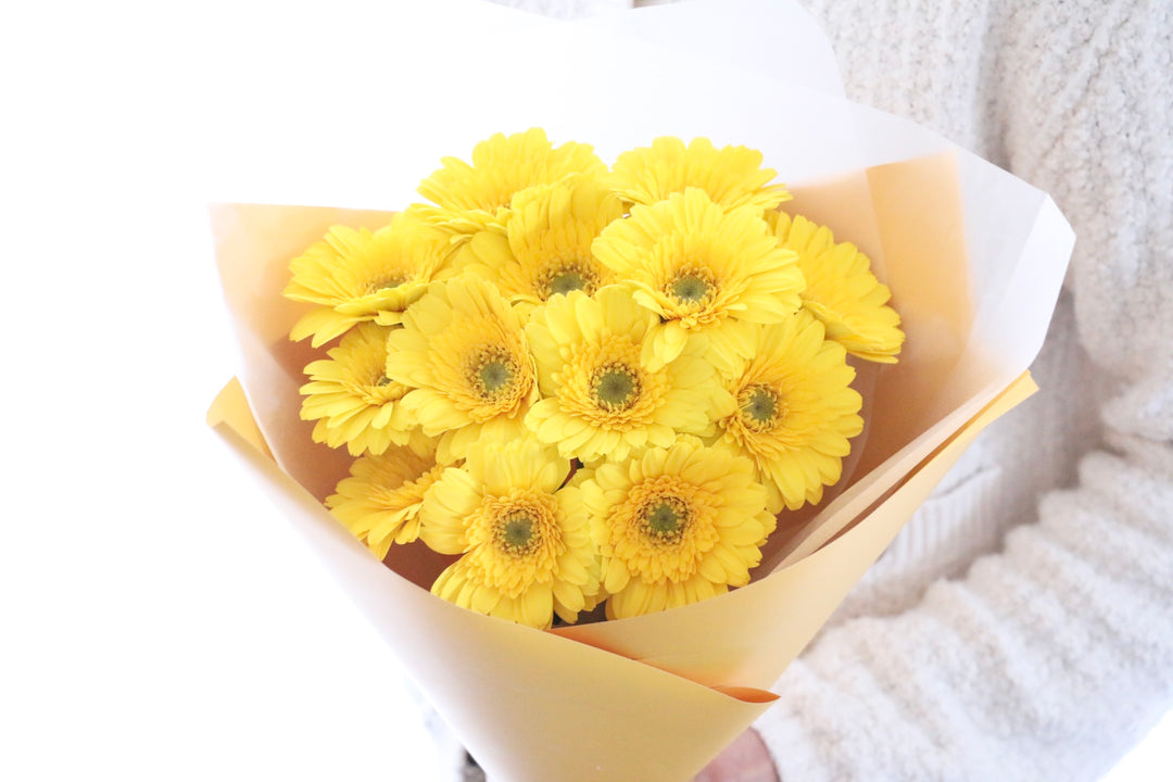 黄色のガーベラの花束（13本）-永遠の友情