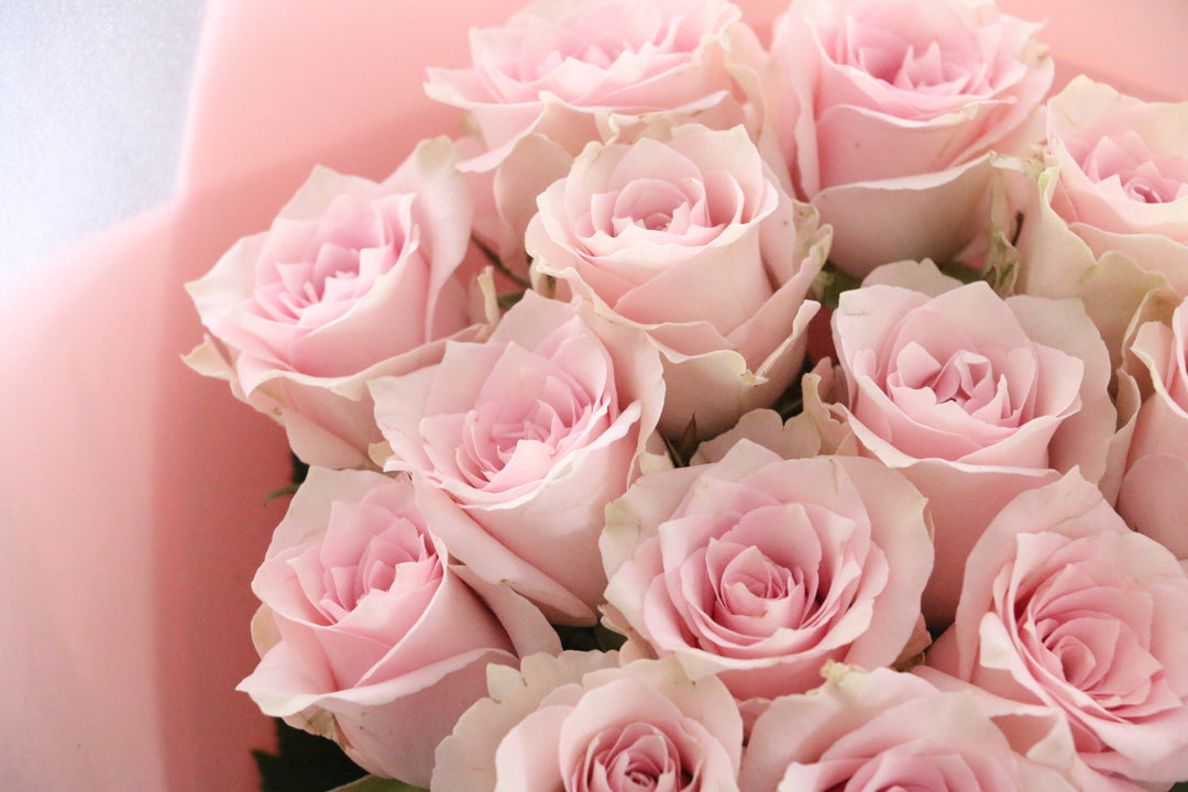 13本のピンク色のバラの花束