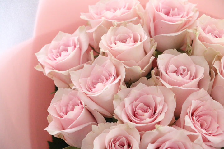13本のピンク色のバラの花束