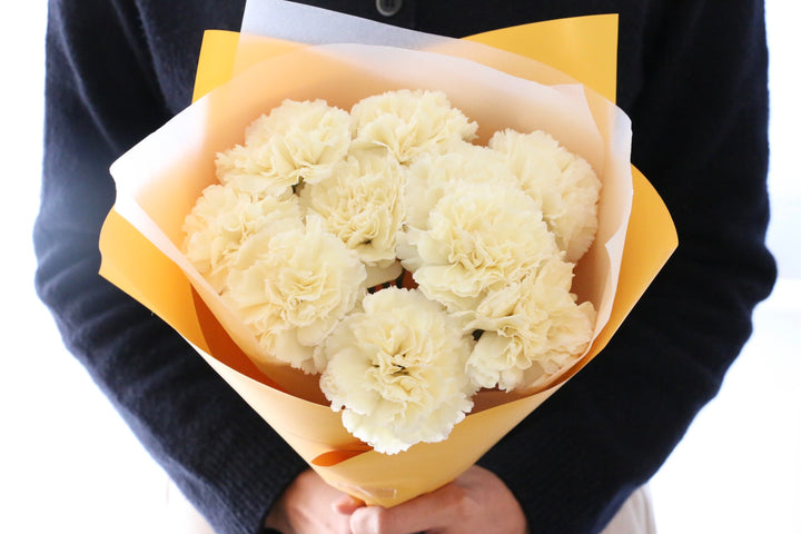 淡い黄色のカーネーションの花束（10本）