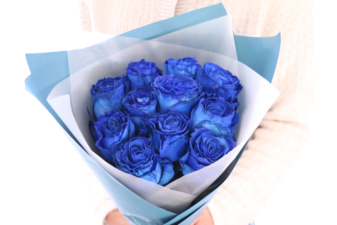 【大輪】11本の青いバラの花束