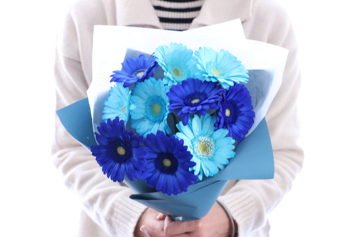 水色・青色のガーベラの花束（10本）