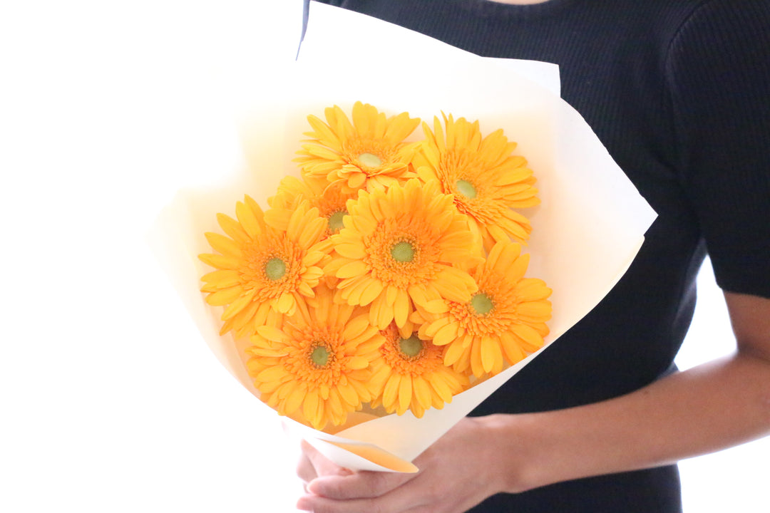 オレンジ色のガーベラの花束（8本）-あなたの思いやりに感謝します