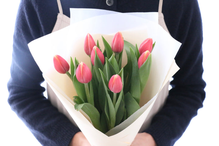 赤色のチューリップの花束（8本）