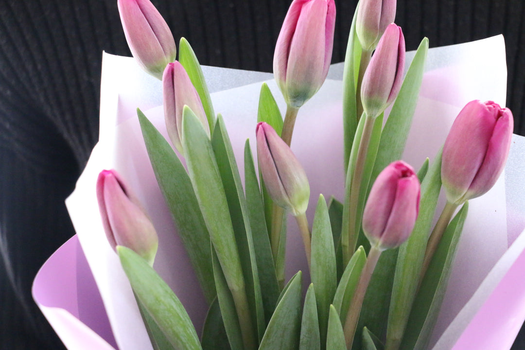 紫色のチューリップの花束（9本）