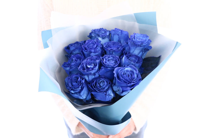 【大輪】13本の青いバラの花束