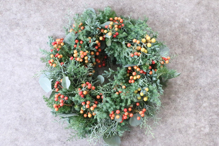 赤い実のフレッシュクリスマスリース Mサイズ