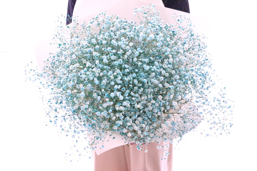 水色のカスミソウ（かすみ草）の花束 10,000円