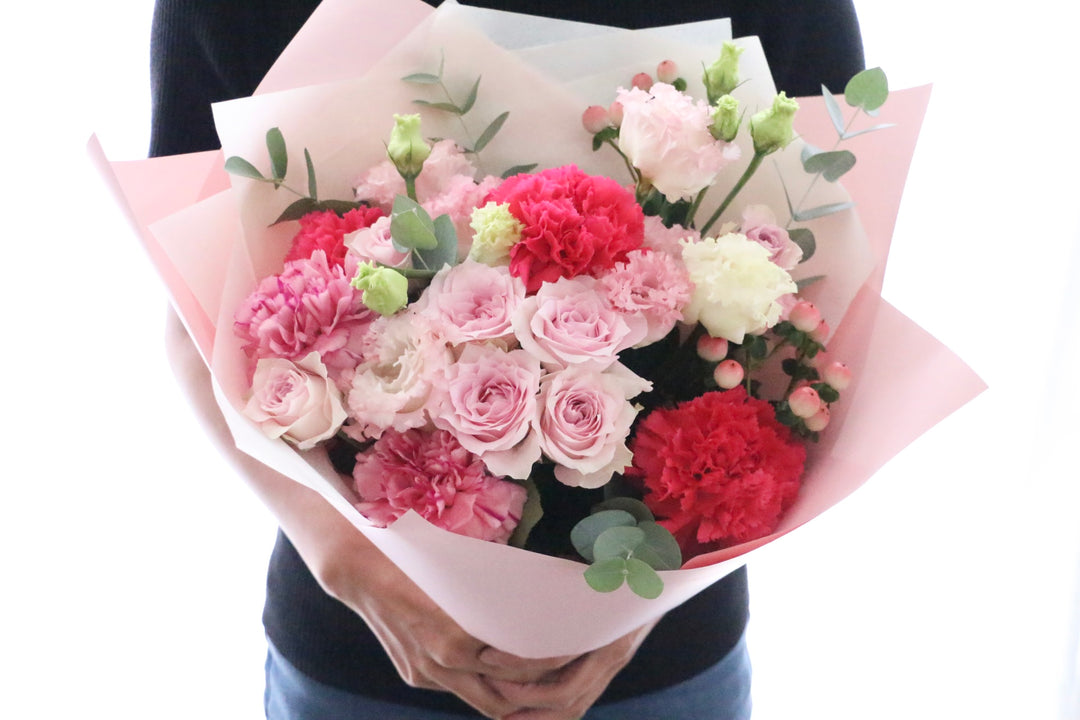 ピンク色バラ入りの花束 Lサイズ 10,000円
