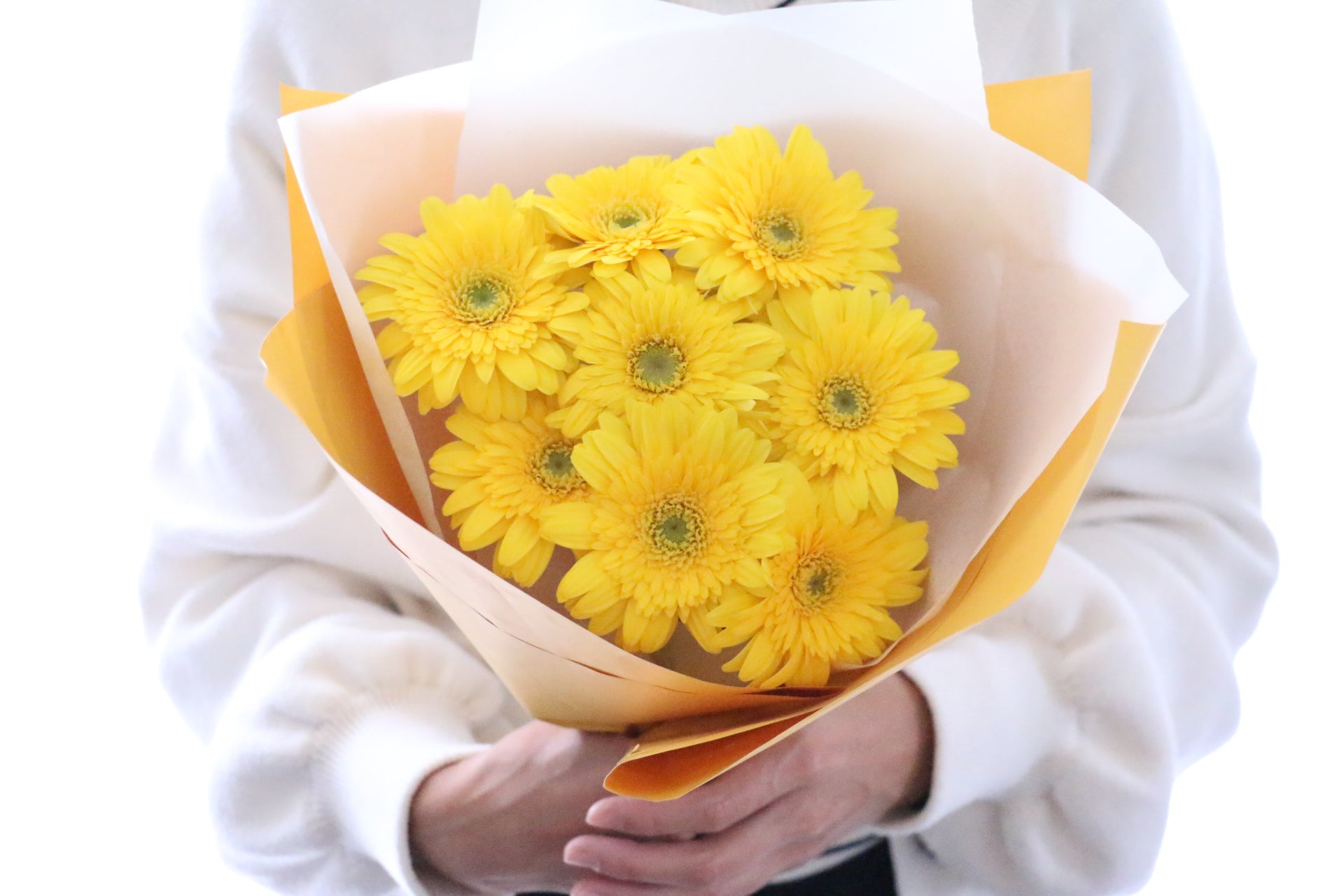 ガーベラ8本 黄色のガーベラの花束（8本）-あなたの思いやりに感謝します – 花