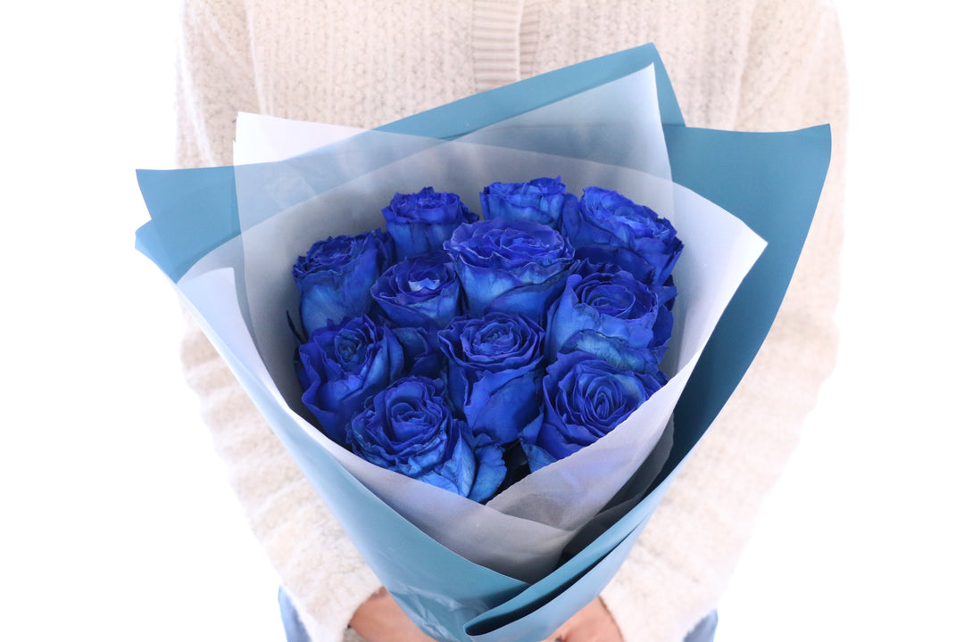 【大輪】11本の青いバラの花束