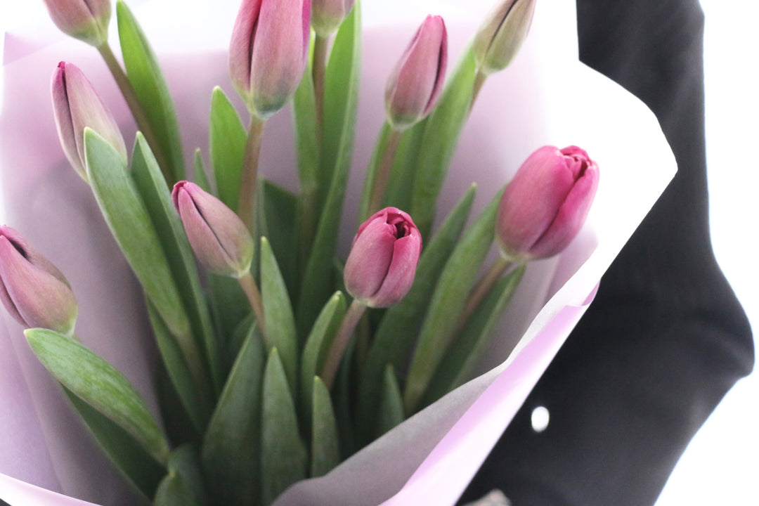 紫色のチューリップの花束（10本）